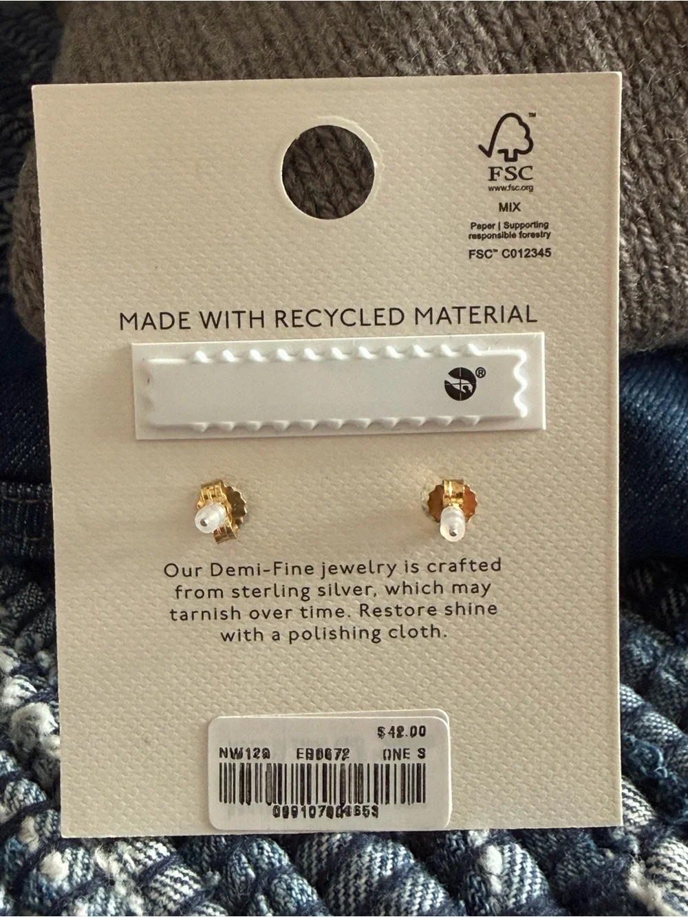 Madewell Demi-Fine Cherry Stud Earrings NW120 Semiprecious Stone NWT - Picture 2 of 2